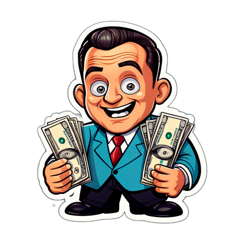 Cartoonachtige Frank Caprio met Geld