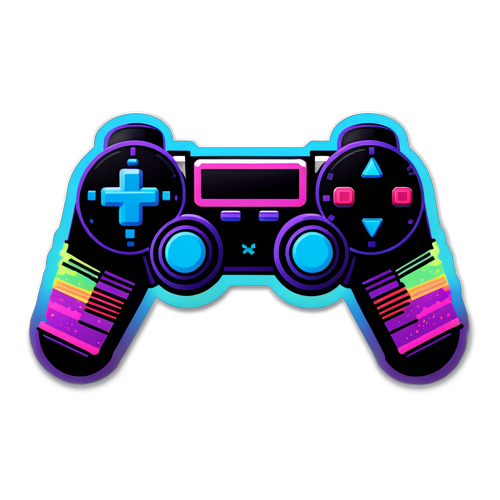 Futurista PlayStation vezérlő neon fényekkel