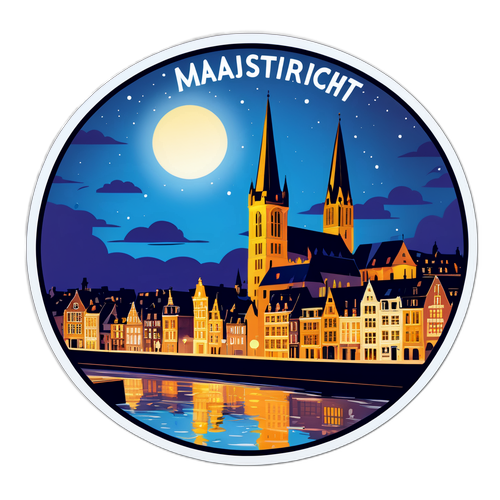 Romantischer Aufkleber von Maastricht bei Nacht