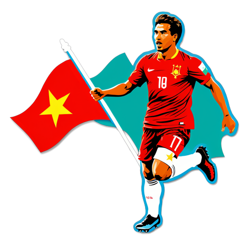 Người chơi ghi bàn với cờ Việt Nam và Bồ Đào Nha