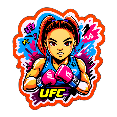 Sticker met Graffiti-achtige Teksten van Sterke UFC Vrouwen