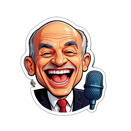 Sticker cu caricatura lui Andi Moisescu râzând