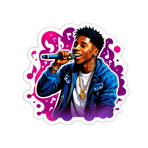 A Vibrant Sticker of NBA YoungBoy Performing
