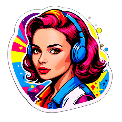 Portret młodej piosenkarki Roksany Węgiel w stylu pop-art