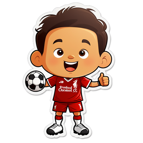 Cute Cartoon of a Football (Soccer) Ball in a Liverpool Jersey