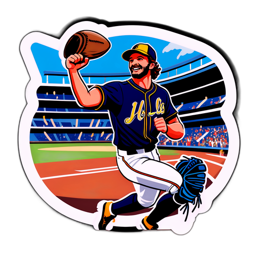 Dynamic Baseball Action Sticker