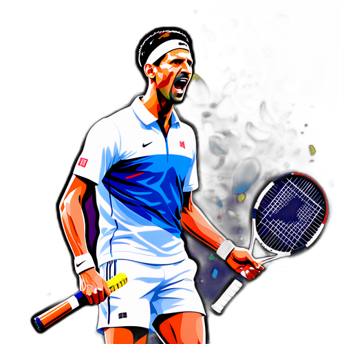 Isang Estilong Sticker ni Novak Djokovic na Nagdiriwang ng Tagumpay