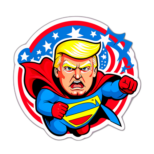 Ilustrace Donalda Trumpa jako superhrdiny