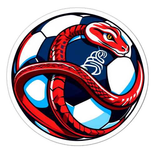 Una pelota de fútbol entrelazada con una serpiente