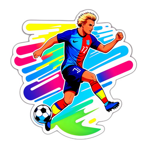 Legesyg sticker af fodboldspiller i aktion
