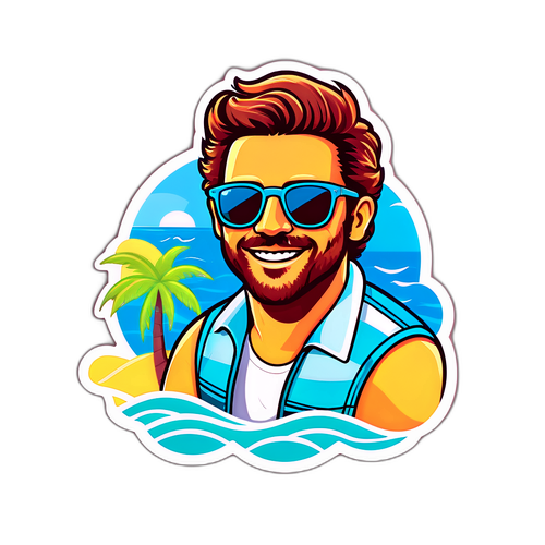 Tylor Chase s letními slunečními brýlemi na pláži