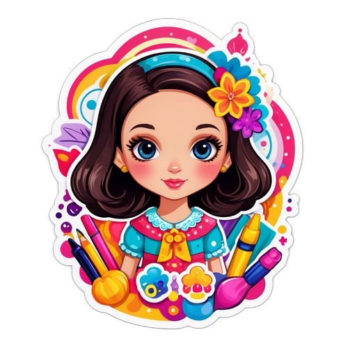 Bűbájos Gáspár Evelin matricás művészkellékekkel