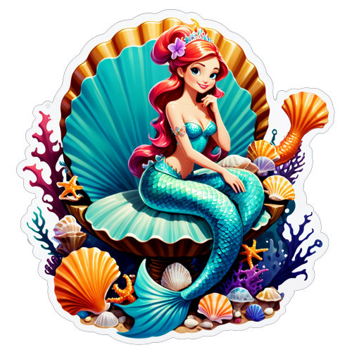 Dive into Magic: Meet the Enchanting Mermaid on Her Clamshell Throne!