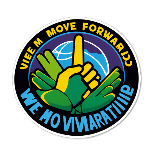 Sticker que representa a los trabajadores del comercio con un símbolo de paz y colaboración