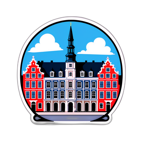 Et kunstnerisk uttrykk av Berlingske Tidende med klassisk dansk arkitektur