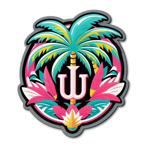 Stiker Mewah Inter Miami dengan Elemen Tropis