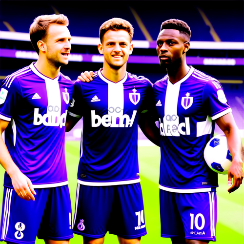 Joueurs d'Anderlecht avec un ballon