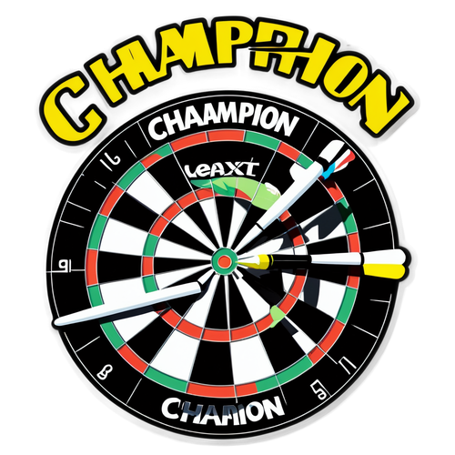 Sticker van Michael van Gerwen met dartbord en de tekst 'Champion'