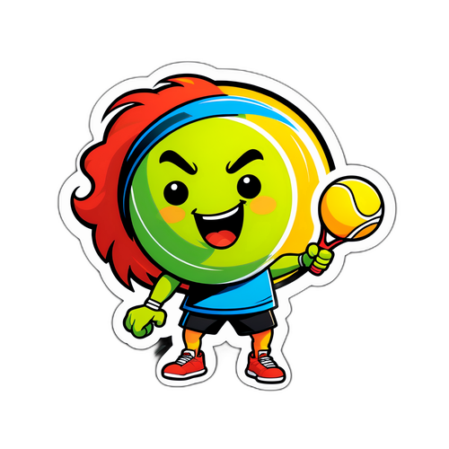 Adesivo di una pallina da tennis giocosa