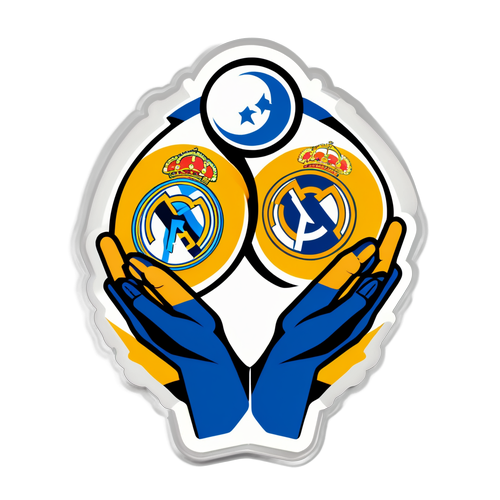 Sticker celebrando la unión de Real Madrid y Atalanta en la Champions League