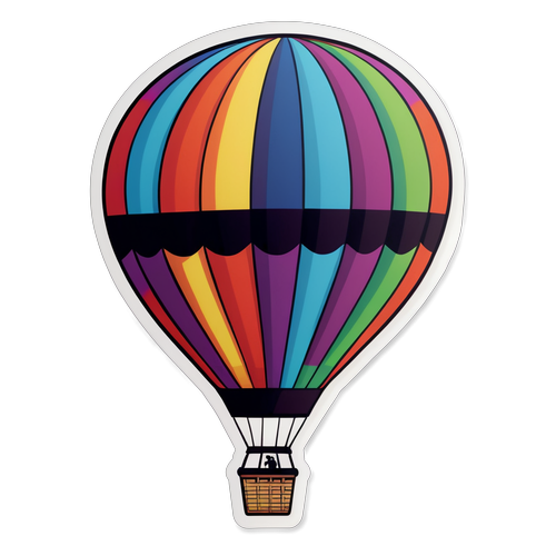 飞翔的热气球漂浮在色彩斑斓的天空中