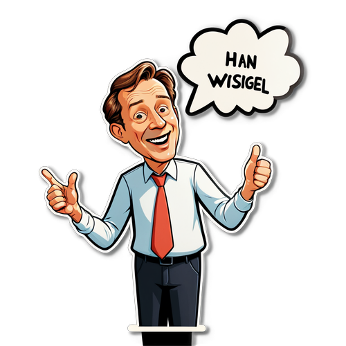 Sticker van Hans Wiegel in een Cartoonstijl