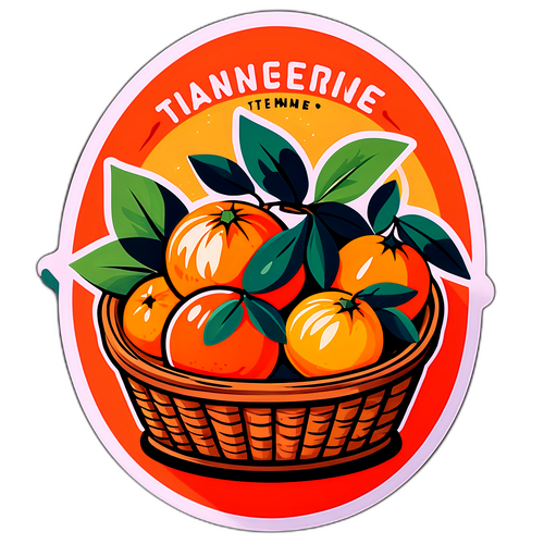 Retro-stylowa naklejka z mandarynkami