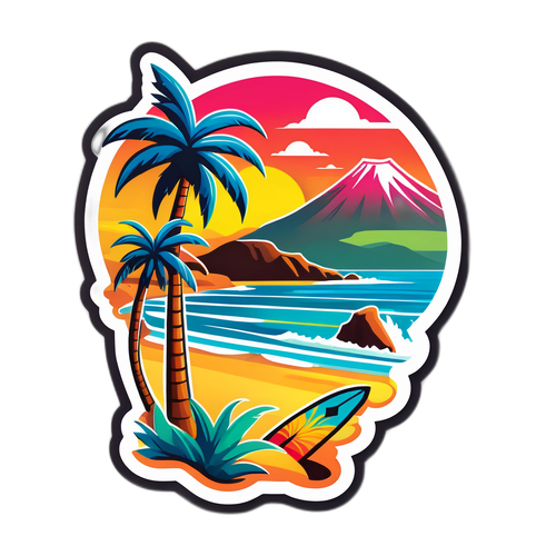 Färgglad klistermärke av Teneriffas kustlinje