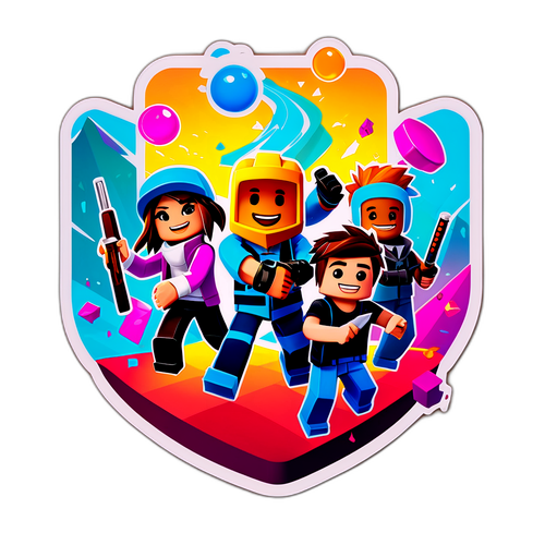 Ilustración de una escena del juego Roblox con amigos