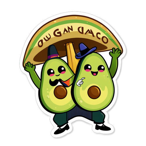 Guac and Roll Avocado Couple Sticker