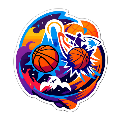 Sticker ng Basketball na may Logong Sixers at Suns