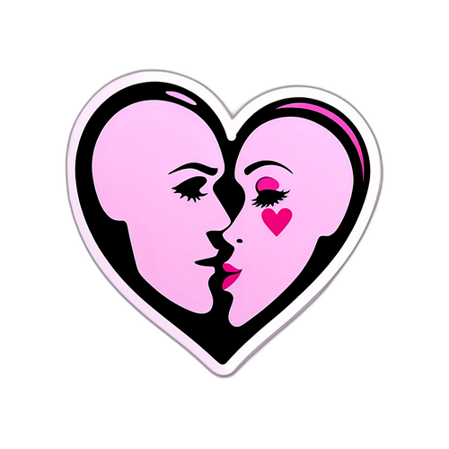 Nhãn dán hình trái tim và nụ hôn biểu trưng cho tình yêu vĩnh cửu