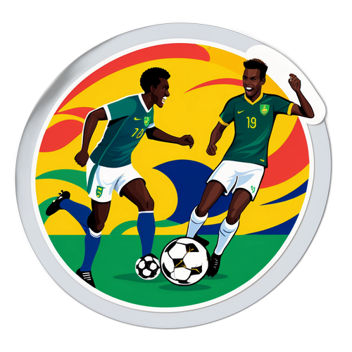 Sticker dinamic cu scenă de fotbal Australia vs. Africa de Sud