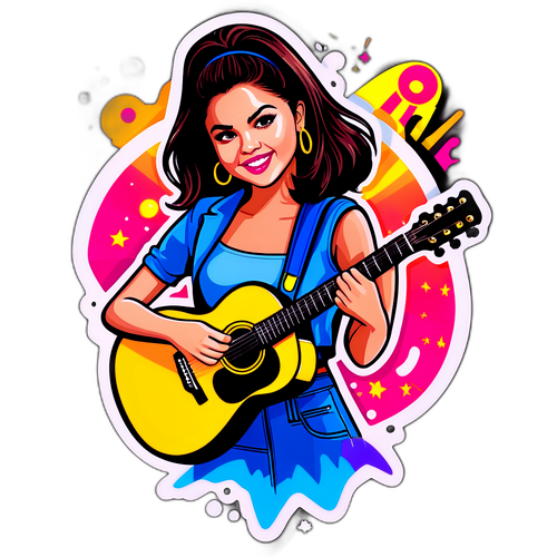 Ilustração de Selena Gomez em estilo pop