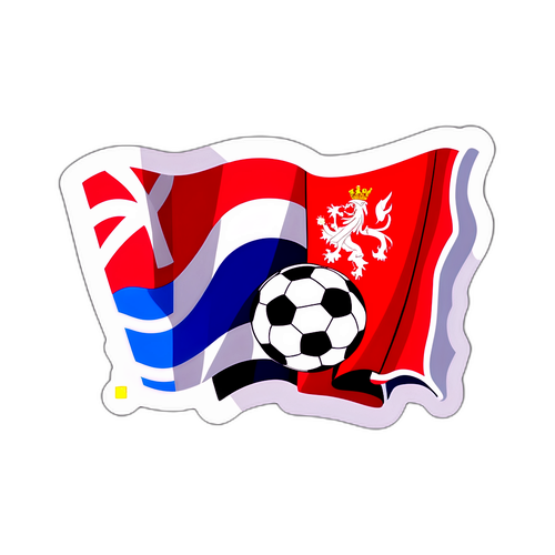 Наклейка з футболом і національними прапорами Шотландії та Данії