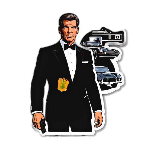 O autocolant clasic cu Pierce Brosnan ca James Bond