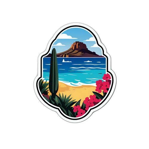Ein Aufkleber mit mystischem, verschwundenem Design, das Sardinien und seine Schönheit zeigt