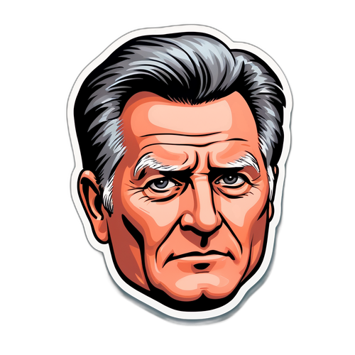 Sticker cu o caricatță a lui Martin Sheen contemplându-se în oglindă