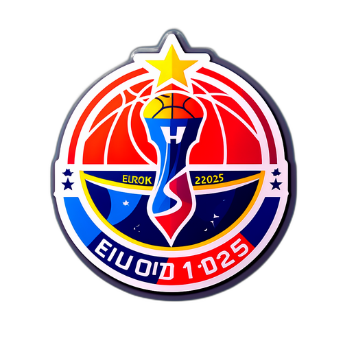 הדבקת כדורסל חלקה עם תאריך 'יורובאסקט 2025'