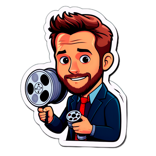 Whimsical Ryan Reynolds Cartoon Sticker