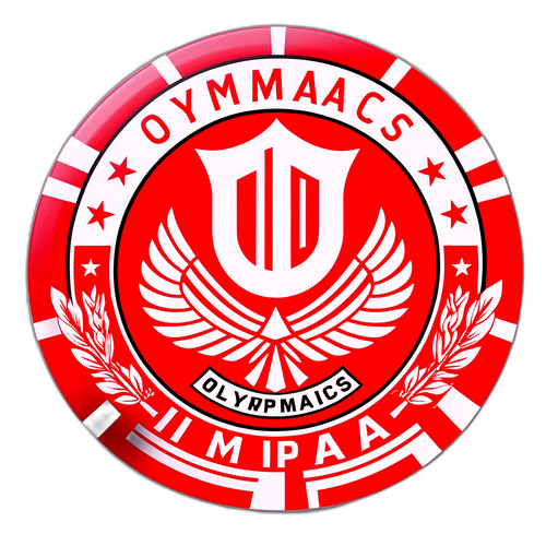 Σχεδίαση της σημαίας του Ολυμπιακού με λαμπερές λεπτομέρειες και ημερομηνία ιδρύσεως