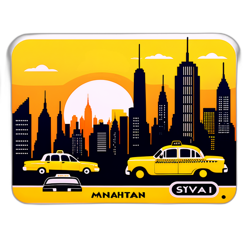 Design stylisé de Manhattan au coucher de soleil