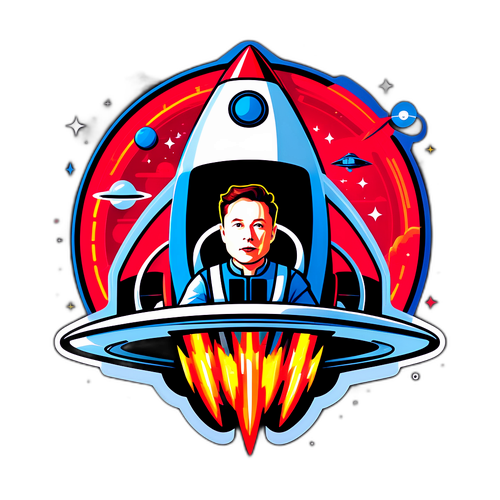 Elon Musk pilotant une fusée avec des lignes futuristes et technologiques symbolisant l'innovation
