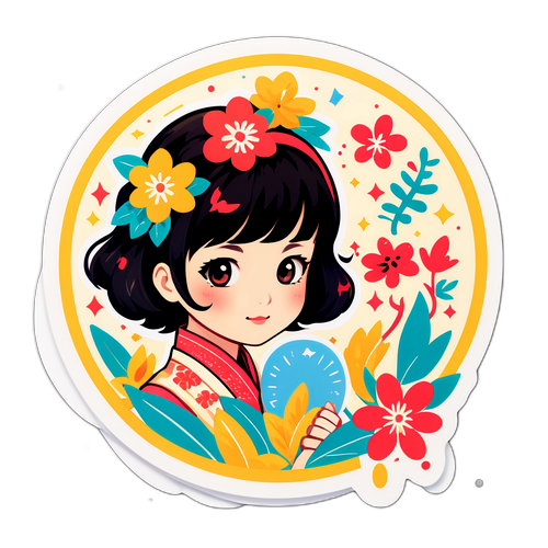 美と健康に関するメッセージを伝える、Fumiko Nishikawaのスタイリッシュなイラストのステッカー