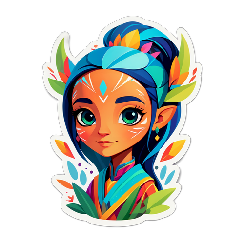 Veselá geometrická samolepka postavy Avataru