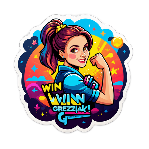 Kolorowa ilustracja Sylwii Grzeszczak z efektem świetlnym i hasłem "Wygraj Swój Dzień!"