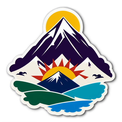 Tibet Sticker: Himalaya-Landschaft mit traditionellen Symbolen