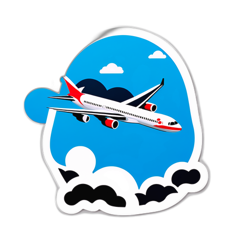 航空機が飛んでいる空のステッカー