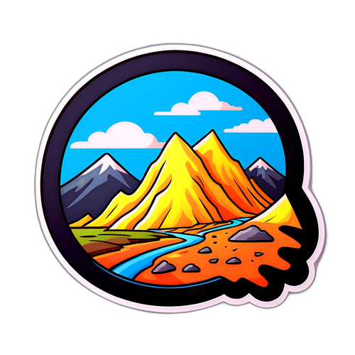 Попереджувальна наліпка про зсуви землі з порваними шматками землі