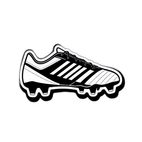 Giày bóng đá với đường trắng trên nền tối